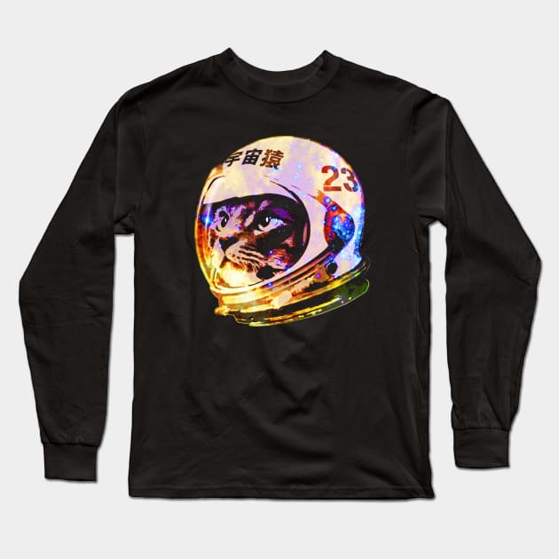 Astronaut Space Cat (deep galaxy version) Long Sleeve T-Shirt by robotface